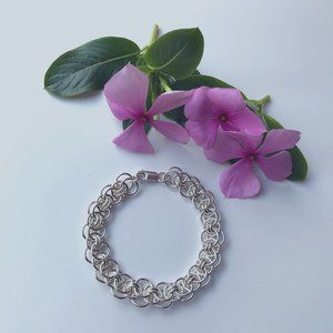 Sterling Silver Chainmail Bracelet (Helm Weave) B030